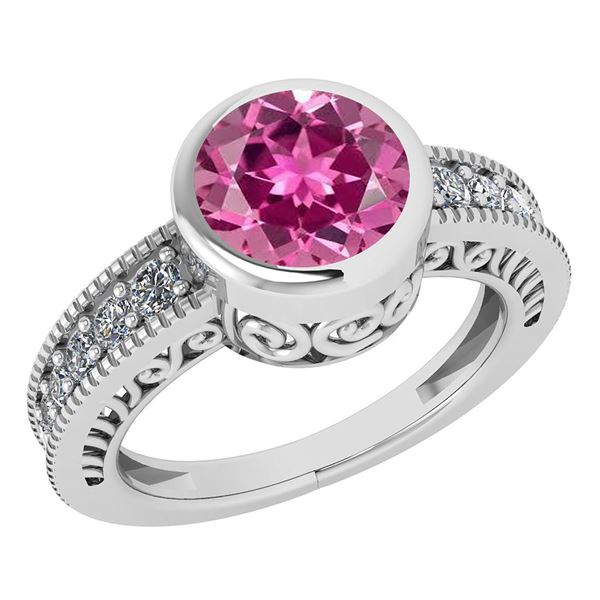 Certified 1.95 Ctw Pink Tourmaline And Diamond Wedding/
