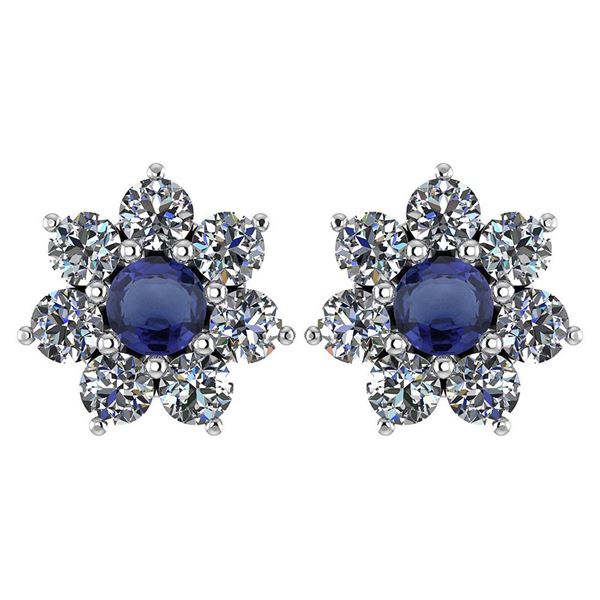 Certified 1.86 Ctw Blue Sapphire And Diamond 18K White