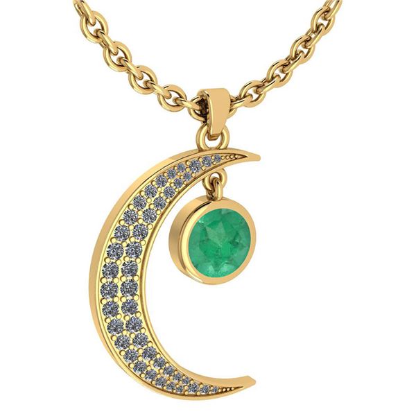 Certified 1.76 Ctw Emerlad And Diamond Moon Necklace Fo