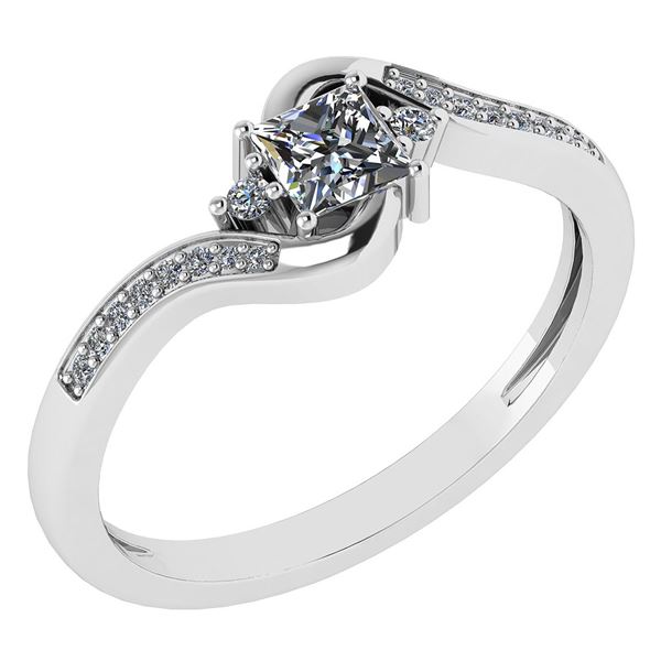 Certified 0.51 Ctw Diamond 14k White Gold Halo Promise
