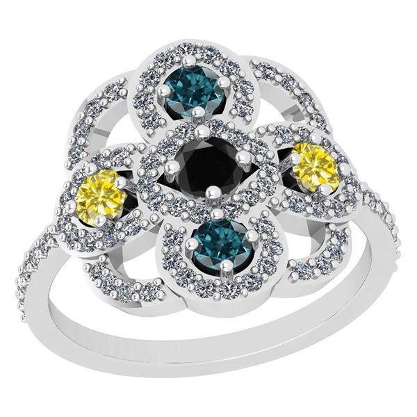 Certified 1.73 Ctw I2/I3 Multi Treated Fancy Blue,Black