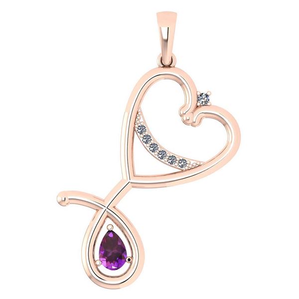 Certified 0.60 Ctw Amethyst And Diamond Pendant For wom
