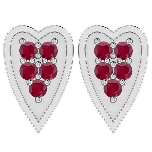 Certified 0.44 Ctw Ruby 18k White Gold Stud Earrings