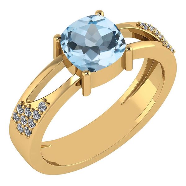 Certified 1.64 Ctw Blue Topaz And Diamond VS/SI1 14K Ye