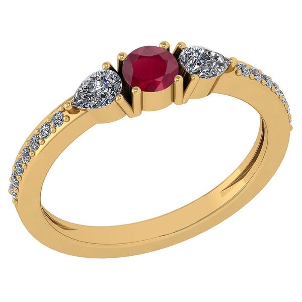 Certified 0.78 Ctw Ruby And Diamond 14k Yellow Gold Hal