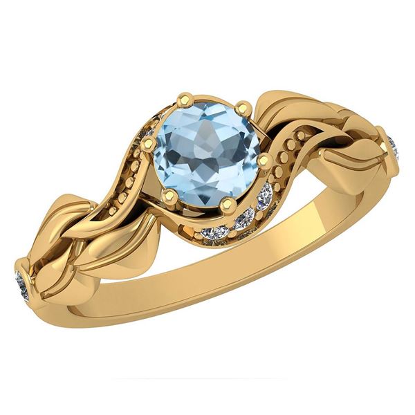 Certified 0.78 Ctw Blue Topaz And Diamond Wedding/Engag