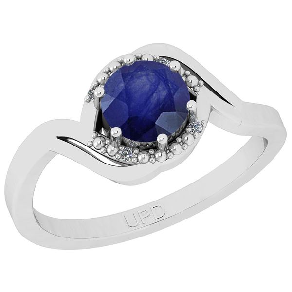 Certified 0.74 Ctw I2/I3 Blue Sapphire And Diamond 14k