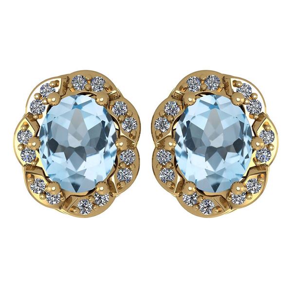Certified 0.88 Ctw Aquamarine And Diamond 14K Yellow Go