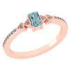 Image 1 : Certified 0.39 Ctw Aquamarine And Diamond 14k Rose Gold