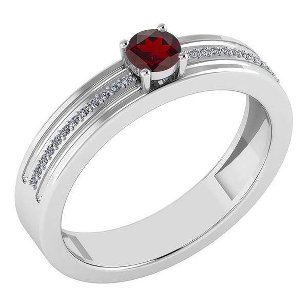 Certified 0.29 Ctw Garnet And Diamond 18k White Gold Ri