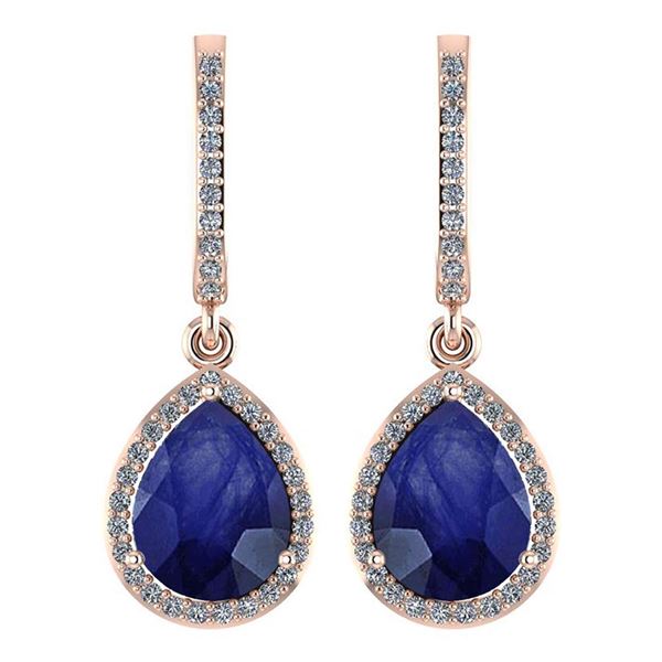 Certified 4.35 Ctw Blue Sapphire And Diamond Wedding/En