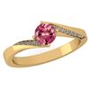 Image 1 : Certified 1.09 Ctw Pink Tourmaline And Diamond 14K Yell