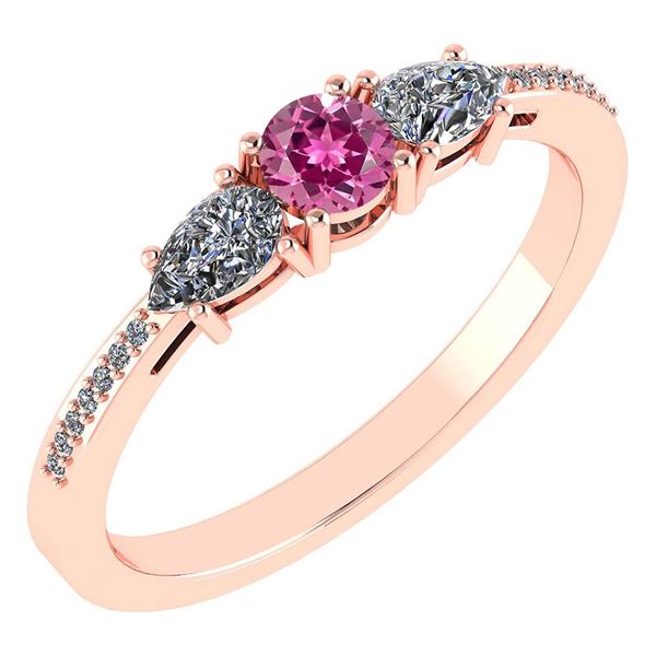 Certified 0.77 Ctw Pink Tourmaline And Diamond 18K Rose