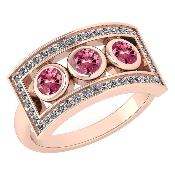 Certified 0.72 Ctw Pink Tourmaline And Diamond Wedding/