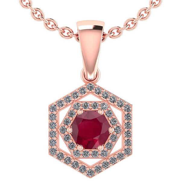 Certified 0.69 Ctw Ruby And Diamond 18K Rose Gold Halo