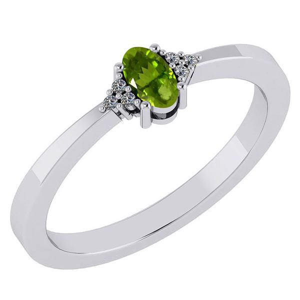 Certified 0.24 CTW Peridot And Diamond 14k White Gold H