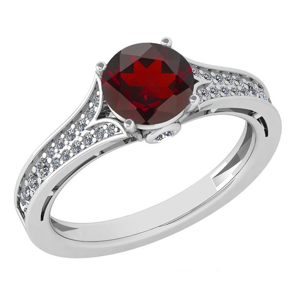 Certified 1.47 Ctw Garnet And Diamond Wedding/Engagemen