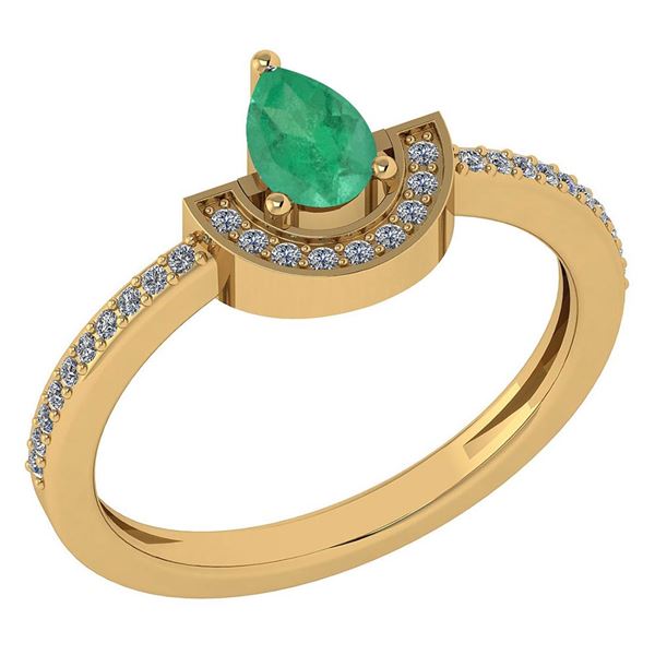 Certified 0.64 Ctw Emerald And Diamond 14k Yellow Gold