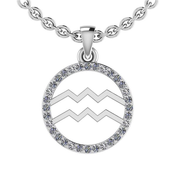 Certified 0.16 Ctw SI2/I1 Diamond 14K White Gold Zodiac