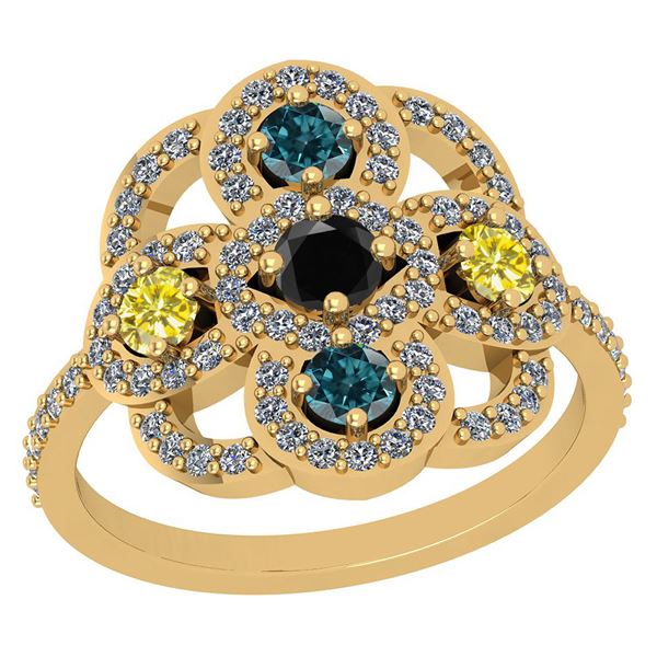 Certified 1.73 Ctw I2/I3 Multi Treated Fancy Blue,Black