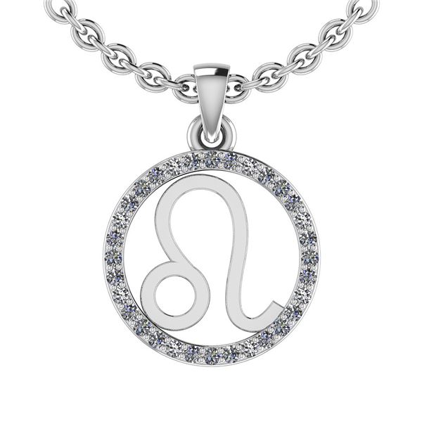 Certified 0.16 Ctw SI2/I1 Diamond 14K White Gold Zodiac