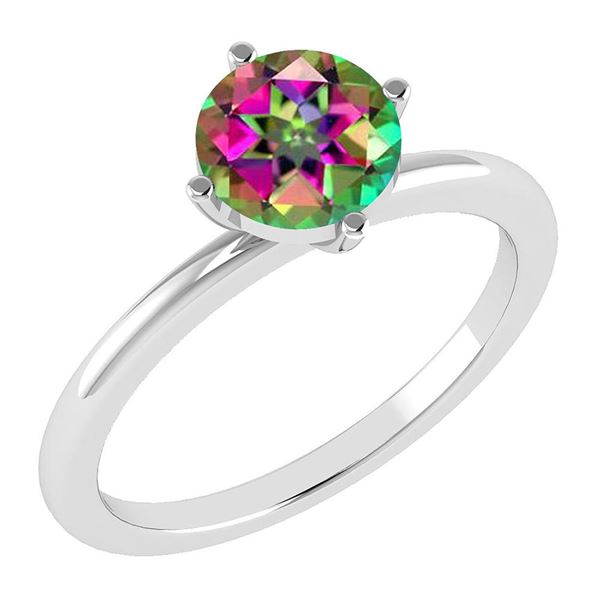 Certified 1.25 Ctw Mystic Topaz 14K White Gold Solitair