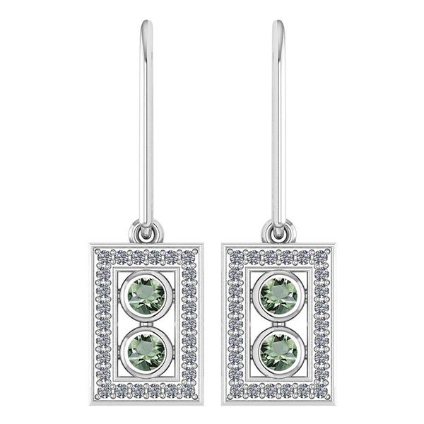 Certified 0.63 Ctw Green Amethyst And Diamond Wedding/E