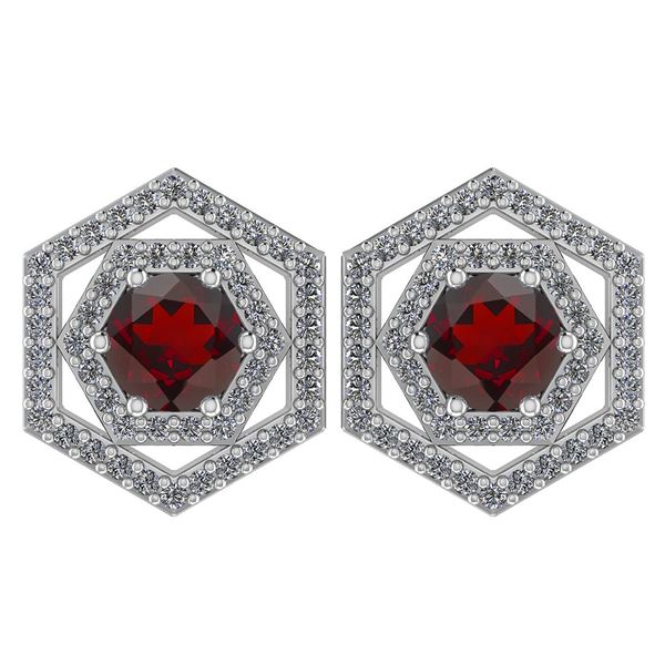 Certified 1.38Ctw Garnet And Diamond 14k White Gold Hal