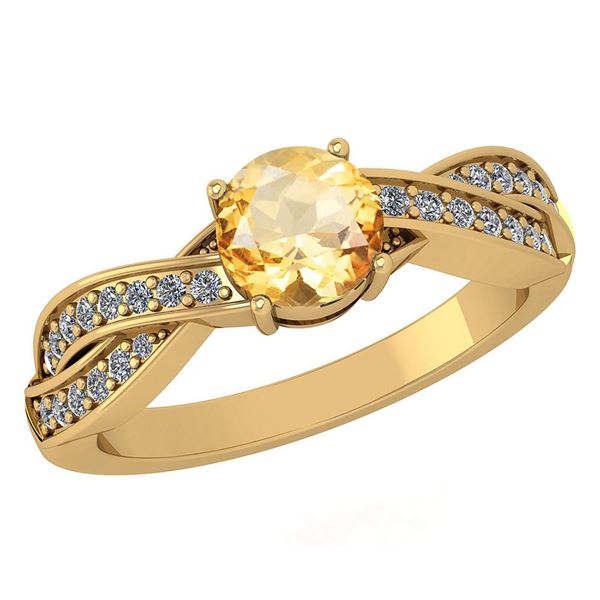 Certified 1.05 Ctw Citrine And Diamond VS/SI1 14K Yello