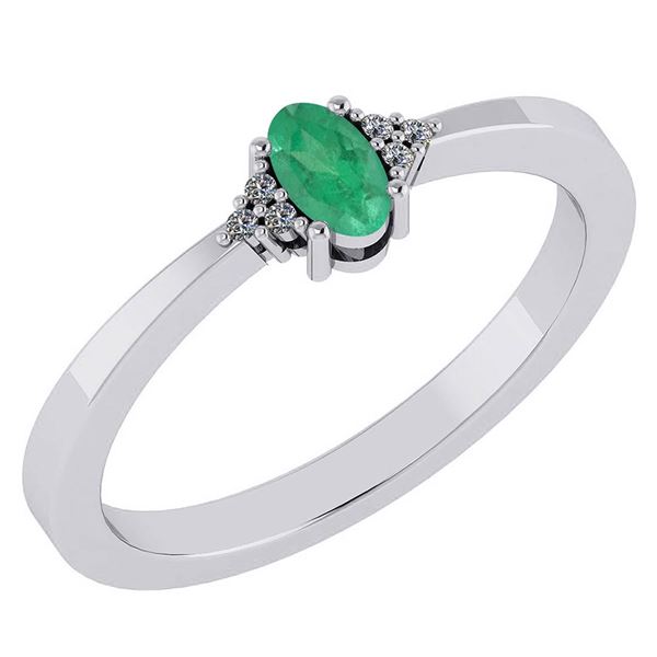 Certified 0.24 CTW Emerald And Diamond 14k White Gold H