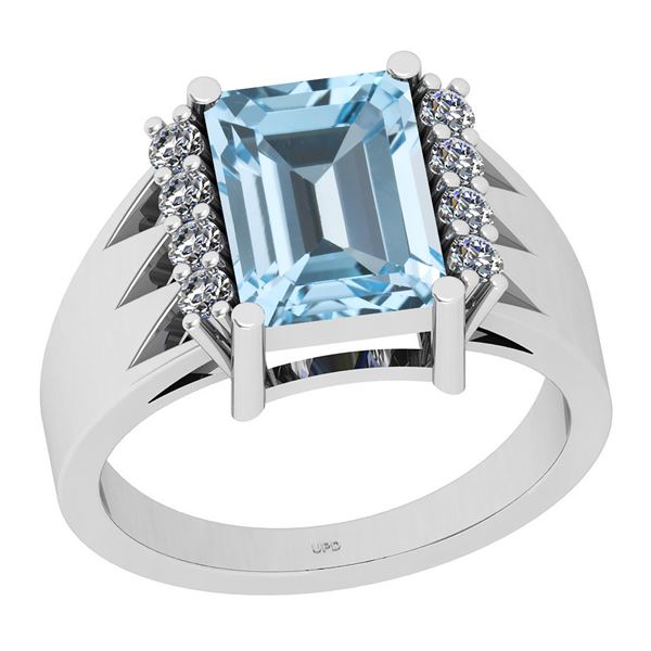 Certified 3.48 Ctw I2/I3 Blue Topaz And Diamond 14K Whi