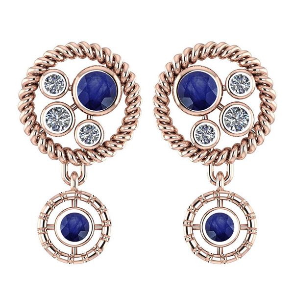 Certified 0.84 Ctw Blue Sapphire And Diamond Wedding/En