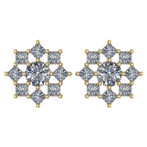 Certified 1.46 Ctw Diamond 18k Yellow Gold Halo Stud Ea