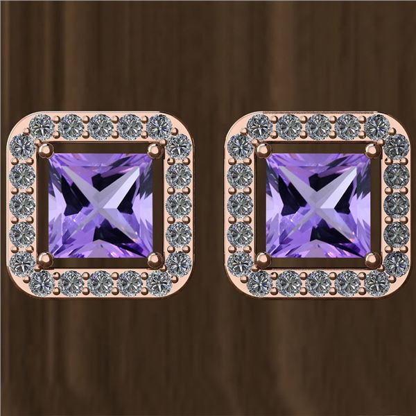 Certified 1.74 Ctw Amethyst And Diamond VS/SI1 18K Rose