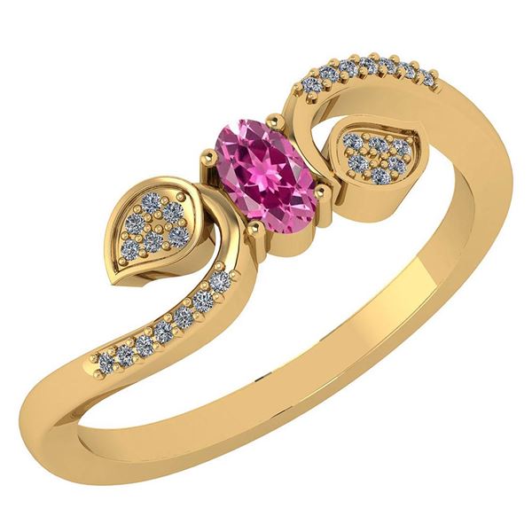 Certified 0.28 CTW Pink Tourmaline And Diamond 14k Yell
