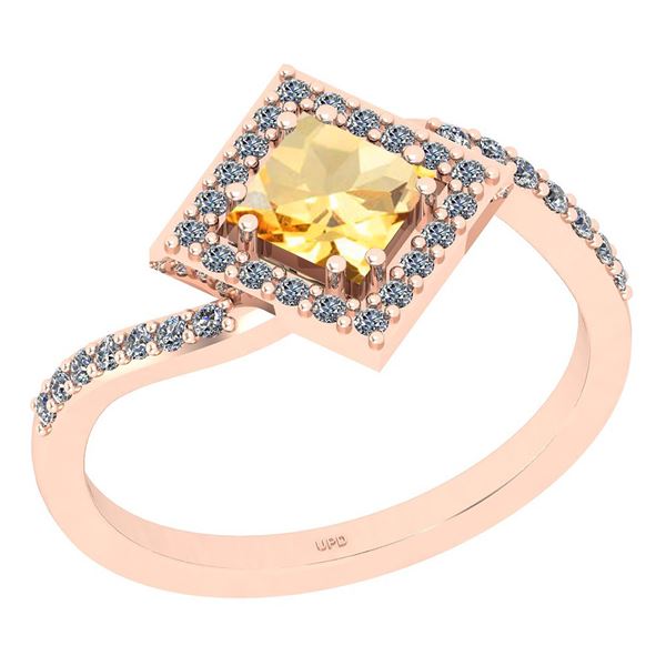 Certified 1.02 Ctw I2/I3 Citrine And Diamond 10K Rose G