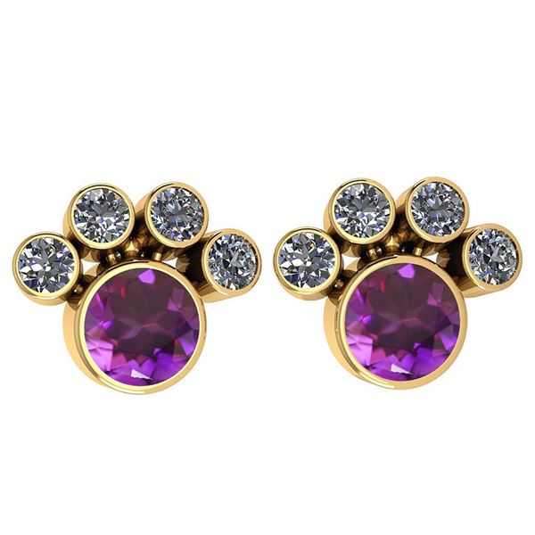 Certified 15.50 Ctw Amethyst And Diamond SI2/I1 Earring