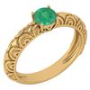 Image 1 : Certified 0.45 Ctw Emerald Solitaire Ring with Filigree