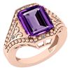 Image 1 : Certified 6.04 Ctw Amethyst And Diamond VS/SI1 Ring 14K