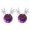Image 1 : Certified 12.00 Ctw Amethyst Stud Earrings 14K Gold Whi