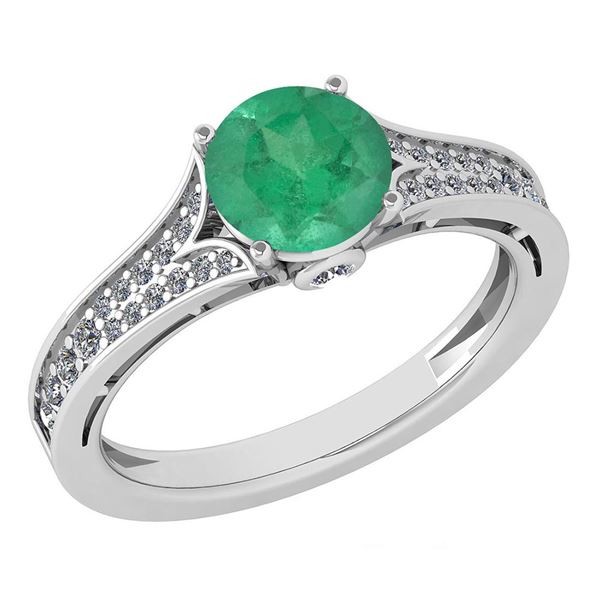 Certified 1.47 Ctw Emerald And Diamond Wedding/Engageme