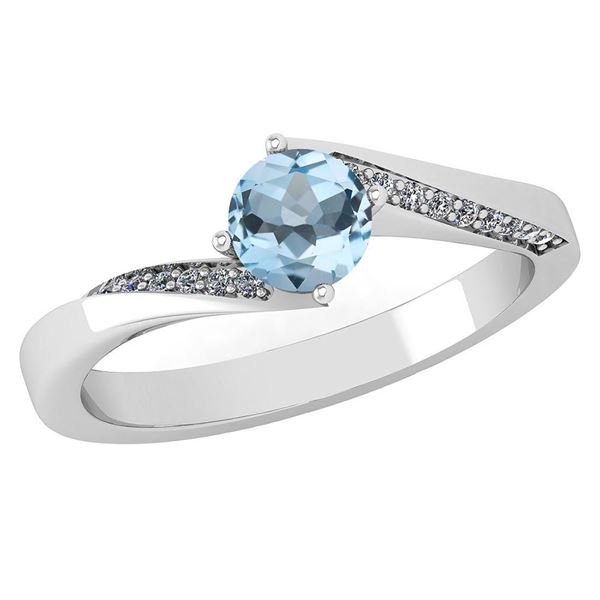 Certified 1.09 Ctw Blue Topaz And Diamond VS/SI1 14k Wh