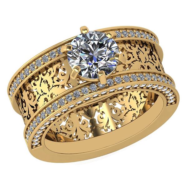 Certified 0.70 Ctw Diamond 14K White Gold Halo Ring