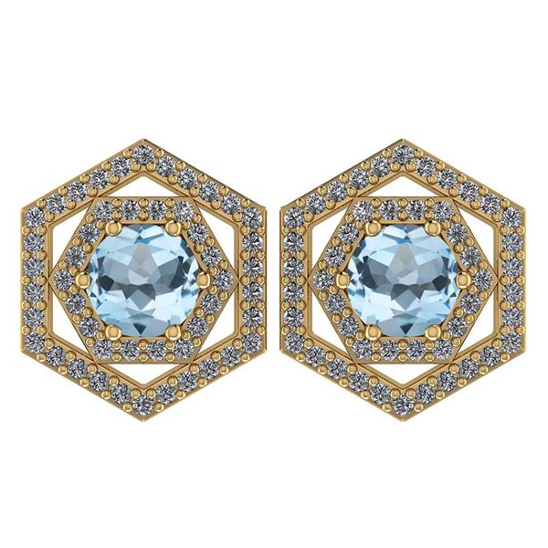 Certified 1.38 Ctw Aquamarine And Diamond 18k Yellow Go