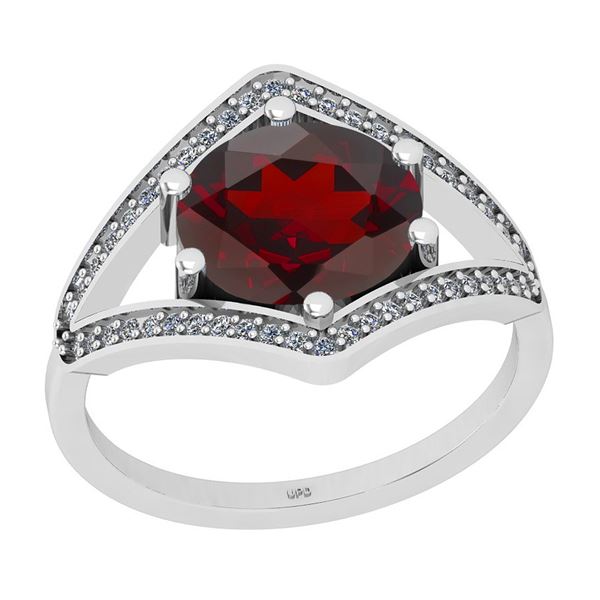 Certified 2.33 Ctw I2/I3 Garnet And Diamond 14K White G