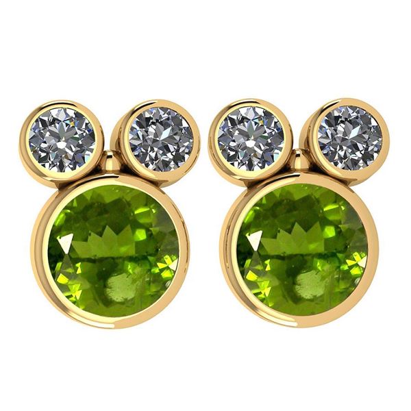 Certified 3.14 Ctw Peridot And Diamond VS/SI1 Earrings