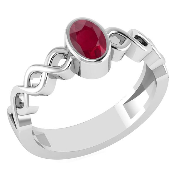 Certified 0.50Ctw Genuine Ruby 14K White Gold Ring