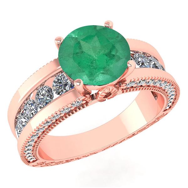 Certified 2.24 Ctw Emerald And Diamond Wedding/Engageme