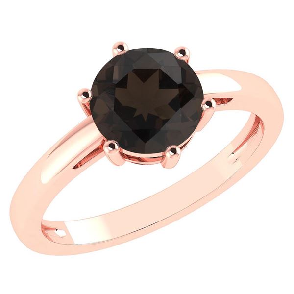 Certified 2.00Ctw Genuine Smoky Quarzt 14k Rose Gold Ha