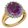 Image 1 : Certified 5.65 Ctw Amethyst And Diamond VS/SI1 Halo Rin